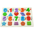 Drewniana układanka kolorowe cyferki nauka liczenia, kształty - KinderSafe