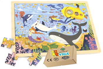 Drewniana Układanka PODWODNY ŚWIAT Puzzle 48el. zabawki do przedszkola VIGA 2+ montessori - PakaNiemowlaka