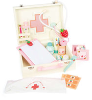 Drewniana walizka lekarska z akcesoriami