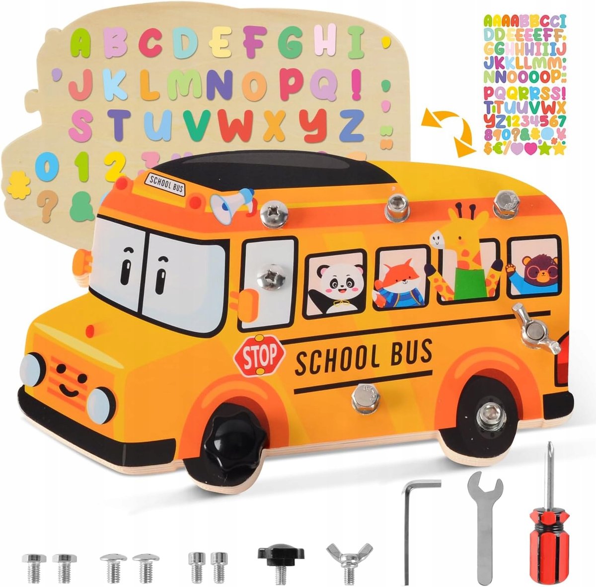 Drewniana Zabawka Montessori Narzędzia Edukacyjne dla Dzieci Autobus ...