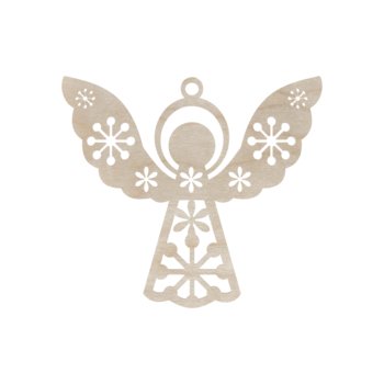 Drewniana zawieszka anioł aniołek na choinkę deko decoupage ze sklejki ażur - Kolorowe Motki