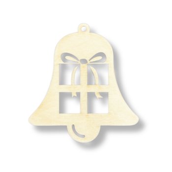 Drewniana zawieszka dzwonek dzwoneczek prezent ze sklejki decoupage ozdoba - Kolorowe Motki