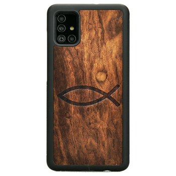 Drewniane etui Samsung Galaxy A71 5G Rybka Chrześcijańska Imbuia Forestzone - ForestZone