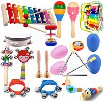 Drewniane Instrumenty Dla Dzieci Cymbałki + Torba Duży Zestaw Instrumentów