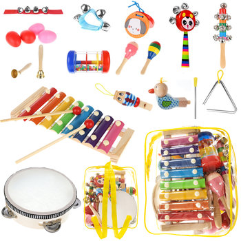 Drewniane Instrumenty dla Dzieci + Plecak Cymbałki KRUZZEL - Kruzzel