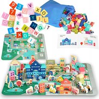 Drewniane klocki 121 elementów do układania dla dziecka zabawka edukacyjna