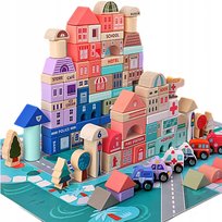 Drewniane Klocki Edukacyjne Zestaw Miasto 115 El