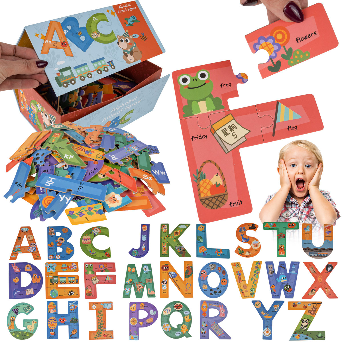 Фото - Розвивальна іграшка Drewniane Klocki Literki Puzzle Do Nauki Alfabetu