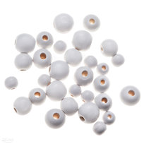 Drewniane Koraliki, Kulki, 30 Szt., Białe Dpcraft