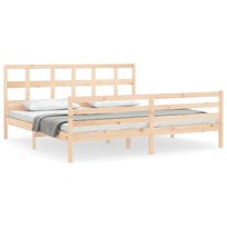 Drewniane łóżko - 205,5 x 185,5 x 100 cm, sosna