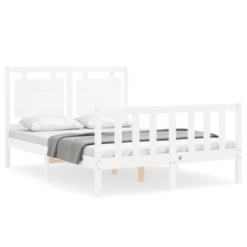 Drewniane łóżko białe 195,5x125,5x100 cm - Zakito