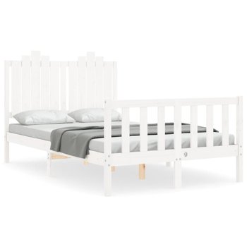 Drewniane łóżko białe 195,5x125,5x110 cm - Zakito