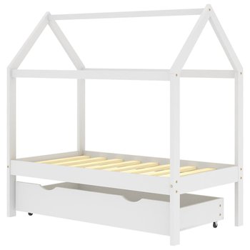 Drewniane łóżko domku dla dzieci z szufladą, białe - Inna marka
