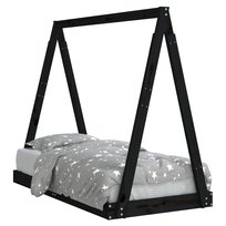 Drewniane łóżko dziecięce tipi, czarne, 149 x 74 x / AAALOE