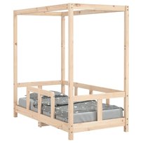 Drewniane łóżko dziecięce z zadaszeniem, 145,5x75, / AAALOE