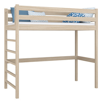 Drewniane łóżko na antresoli N01 dąb bielony 100x180 - N-Wood