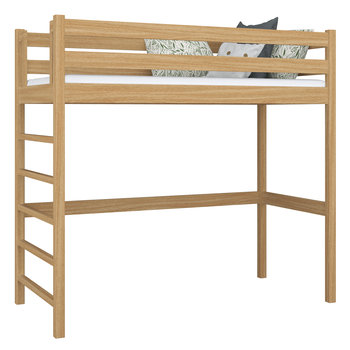 Drewniane łóżko na antresoli N01 dąb naturalny 100x180 - N-Wood