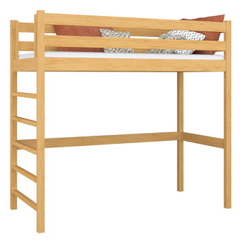Drewniane łóżko na antresoli N01 sosna naturalna 100x180 - N-Wood
