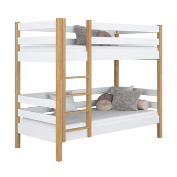 Drewniane łóżko piętrowe N01 biało dębowy 100x200 - N-Wood