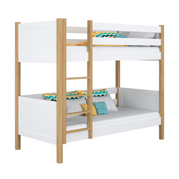 Drewniane łóżko piętrowe N02 biało dębowy 120x200 - N-Wood