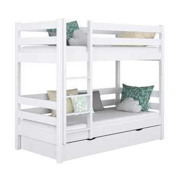 Drewniane łóżko piętrowe z szufladą N01 biały 100x190 - N-Wood