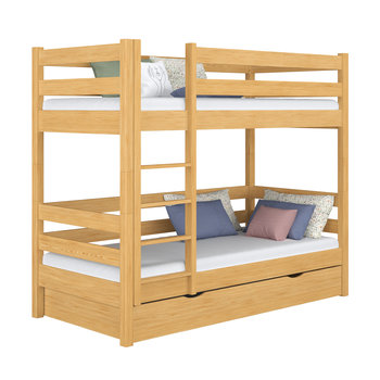Drewniane łóżko piętrowe z szufladą N01 sosna naturalna 120x180 - N-Wood
