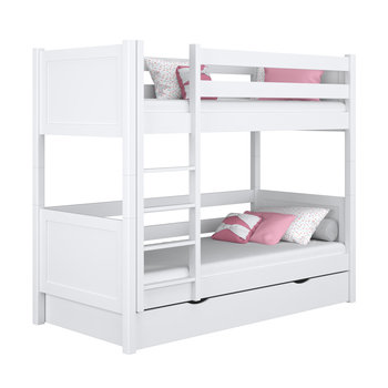 Drewniane łóżko piętrowe z szufladą N02 biały 90x200 - N-Wood