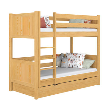 Drewniane łóżko piętrowe z szufladą N02 sosna naturalna 120x190 - N-Wood
