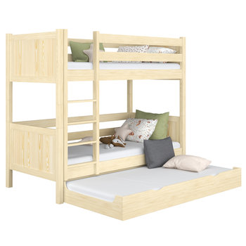 Drewniane łóżko piętrowe z szufladą na materac N02 sosna bezbarwna 120x200 - N-Wood