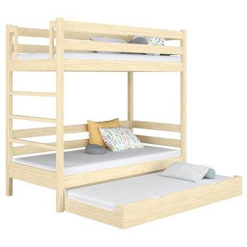 Drewniane łóżko piętrowe z szufladą na materac N03 sosna bezbarwna 100x190 - N-Wood