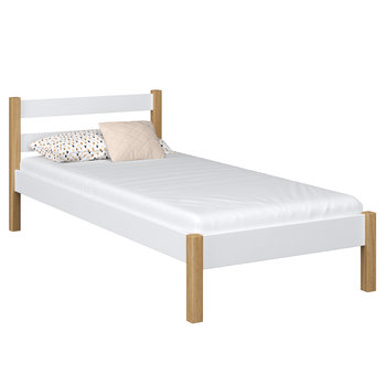 Drewniane łóżko pojedyncze N01 biało dębowe 100x180 - N-Wood