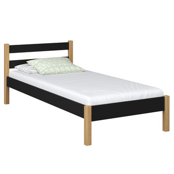 Drewniane łóżko pojedyncze N01 czarno dębowe 100x200 - N-Wood