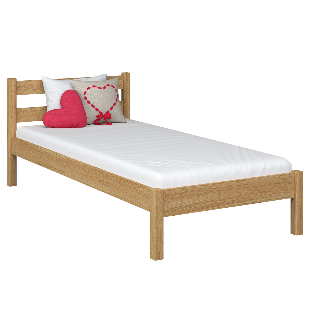 Фото - Ліжко DAB Pumps Drewniane łóżko pojedyncze N01 dąb naturalny 80x190 