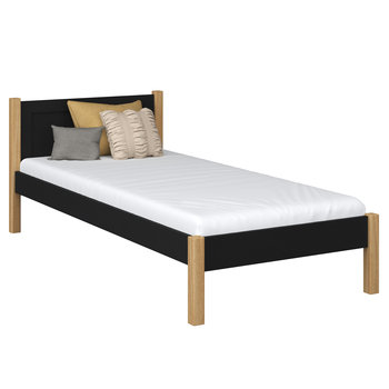 Drewniane łóżko pojedyncze N02 czarno dębowy 80x180 - N-Wood