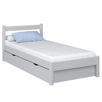 Drewniane łóżko pojedyncze z szufladą N01 popielaty 100x190 - N-Wood