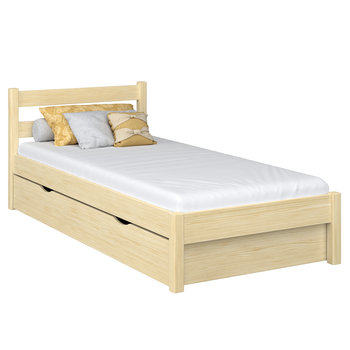 Drewniane łóżko pojedyncze z szufladą N01 sosna bezbarwna 120x190 - N-Wood