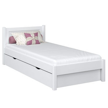 Drewniane łóżko pojedyncze z szufladą N02 biały 100x200 - N-Wood