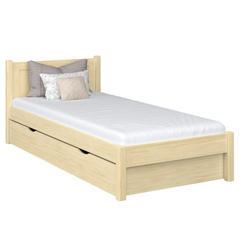 Drewniane łóżko pojedyncze z szufladą N02 sosna bezbarwna 100x190 - N-Wood