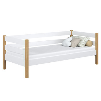 Drewniane łóżko sofa N01 biało dębowy 100x190 - N-Wood