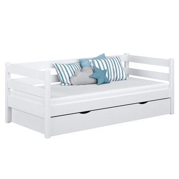 Drewniane łóżko sofa z szufladą N01 biały 120x190 - N-Wood