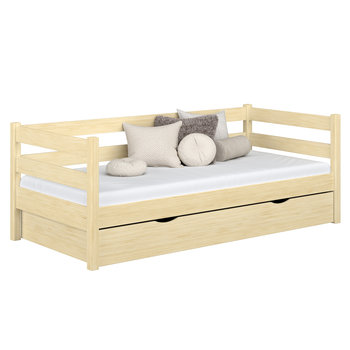 Drewniane łóżko sofa z szufladą N01 sosna bezbarwna 120x190 - N-Wood