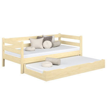 Drewniane łóżko sofa z szufladą na materac N01 sosna bezbarwna 100x200 - N-Wood
