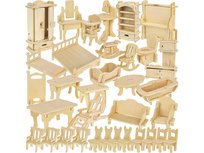 Drewniane Mebelki Meble 34Szt Dla Lalek Domek Montessori Zestaw Akcesoria