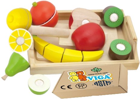 Zdjęcia - Zabawki interaktywne VIGA DREWNIANE OWOCE do pokrojenia Nóż i Deska Do krojenia dla dzieci dziecka V 