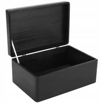 Drewniane pudełko skrzynka z wiekiem, 30x20x14 cm, czarne, do decoupage dokumentów zabawek narzędzi