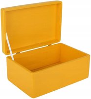 Drewniane pudełko skrzynka z wiekiem, 30x20x14 cm, żółte, do decoupage dokumentów zabawek narzędzi