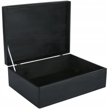 Drewniane pudełko skrzynka z wiekiem, 40x30x14 cm, czarne, do decoupage dokumentów zabawek narzędzi - Creative Deco