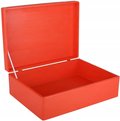 Drewniane pudełko skrzynka z wiekiem, 40x30x14 cm, czerwone, do decoupage dokumentów zabawek narzędzi - Creative Deco