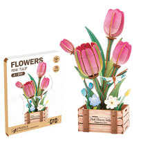 Drewniane puzzle 3D Kwiaty - Tulipany w skrzynce