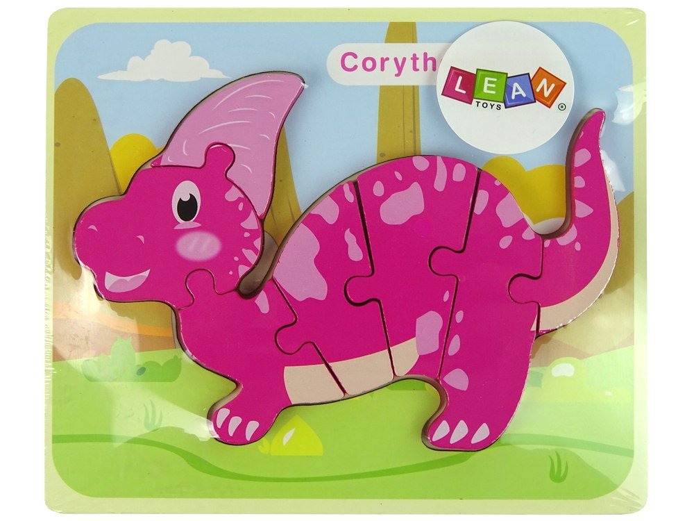 Фото - Пазли й мозаїки LEAN Toys Drewniane Puzzle Dinozaur Corythosaurus Różowy 